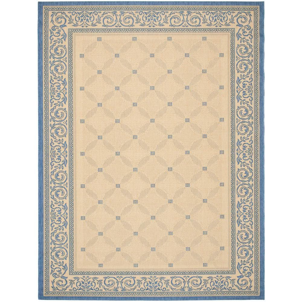Courtyard Natural/Blue 9 ft. x 12 ft. Border Indoor/Outdoor Patio  Area Rug price history on PriceWatchPro