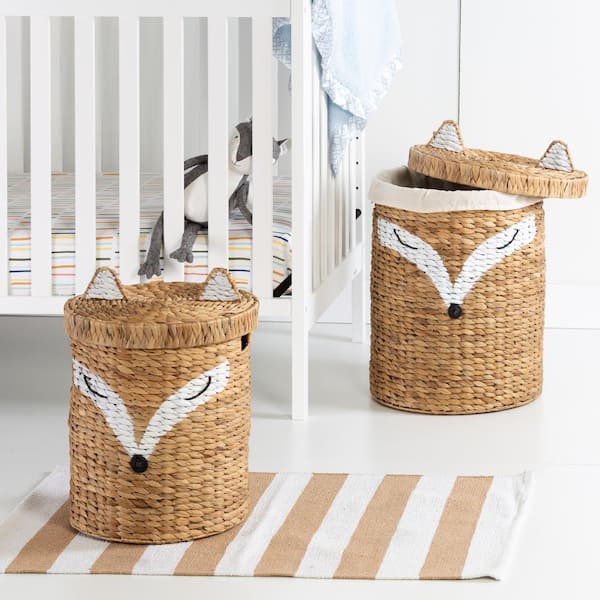 Animal Laundry Hamper Clothes Storage Basket Wicker Bin Organizer Nursery Child 