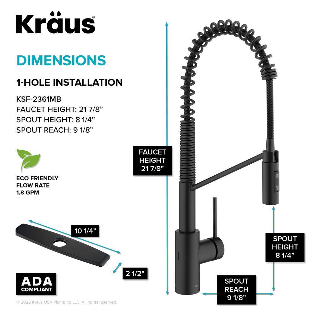 Matte Black Touchless Pull-Down Kitchen Faucet with Spray