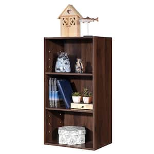 17 in. Coffee MDF 3-Tier Storage Cabinet Multi-functional Display Open shelf Bookcase