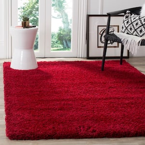 California Shag Red 8 ft. x 10 ft. Solid Area Rug