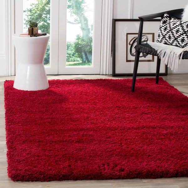 California Shag Red 8 ft. x 10 ft. Solid Area Rug