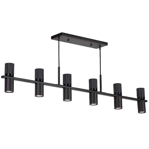 Dainolite Cerelia 12-Light Matte Black Shaded Linear Chandelier for Dining Room
