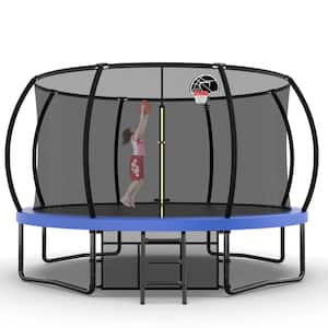 14 ft. Outdoor Trampoline with Safety Enclosure Net, Ladder and AntiRust Coating, Blue