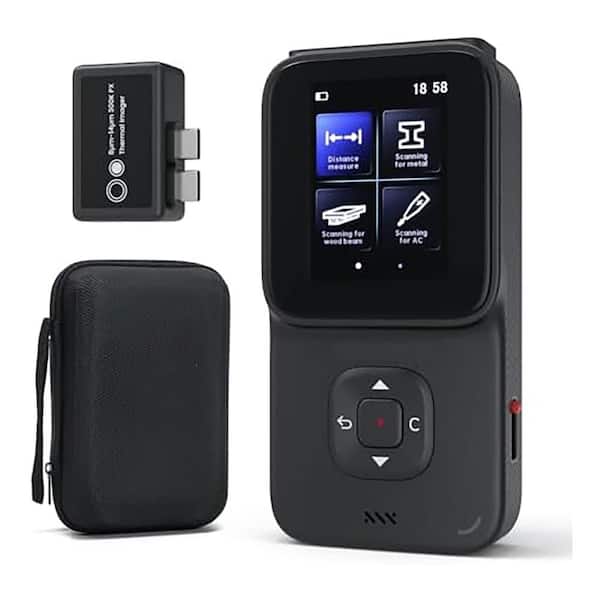 5-in-1 Wall Stud Scanner Detector with Thermal Imager and Moisture Meter for Metal Wood AC Wires Black