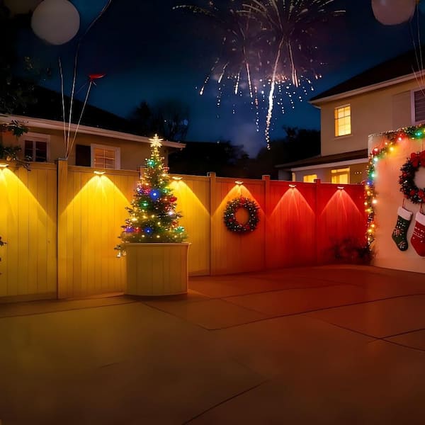 RGBIC Pro 16-Light 100 ft. Outdoor Plug-in Integrated LED Puck String-Light, Dual Head Fence Light w/ Remote/App Control