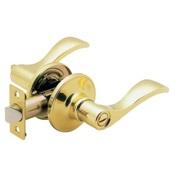 Faultless Wave Polished Brass Privacy Bed/Bath Door Handle