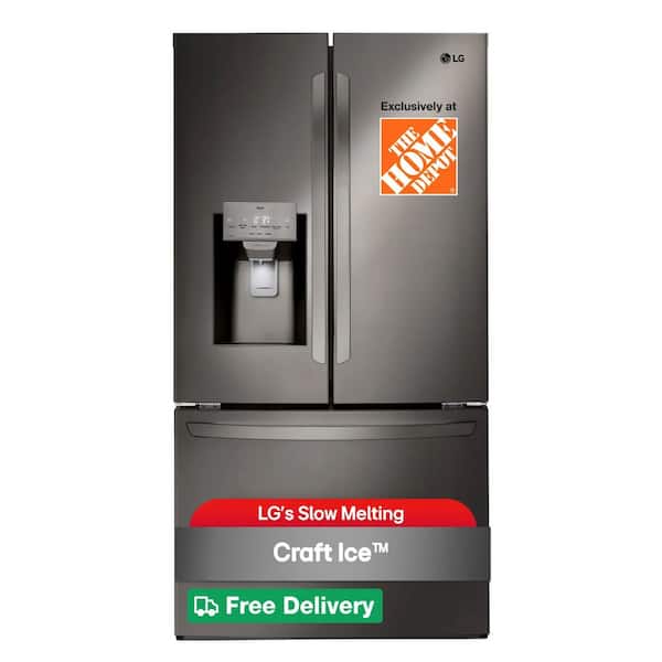 28 cu. ft. 3 Door French Door Refrigerator with Ice and Water Dispenser and Craft Ice in Black Stainless Steel