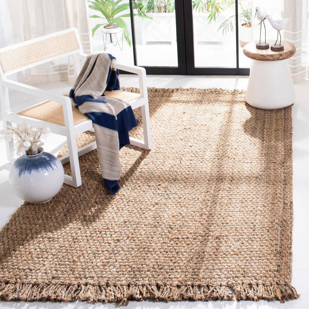 Natural Jute Hand-Knotted Square Area Rug, 4' x 4'