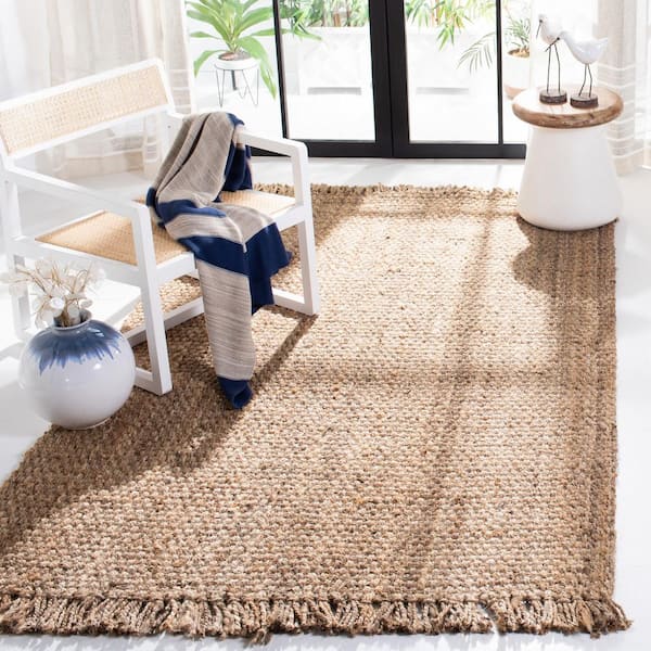 Natural Fiber Beige 9 ft. x 12 ft. Solid Area Rug