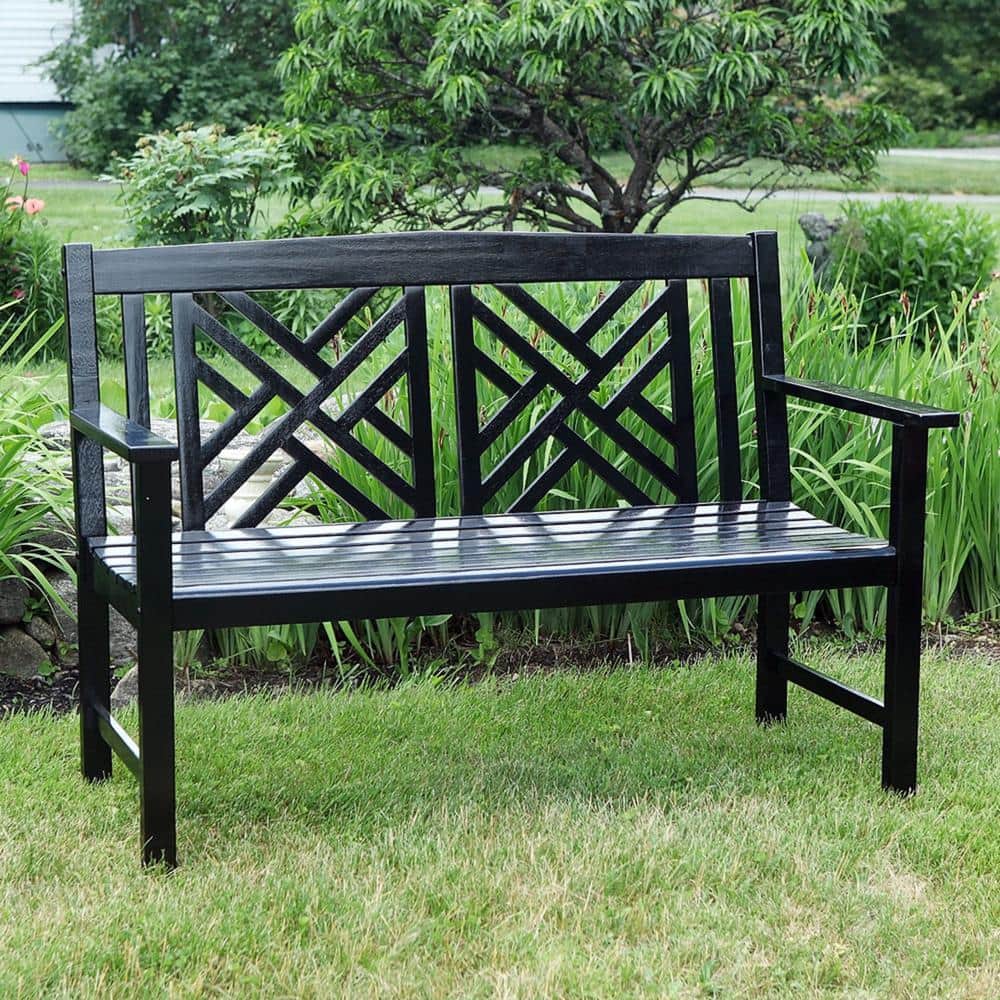Black Eucalyptus 4-Foot Fretwork Garden Bench