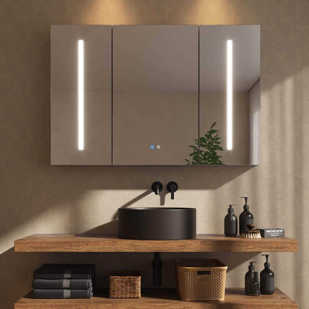 DEERVALLEY 48 in. W x 32 in. H Rectangular Aluminum Frameless Tri