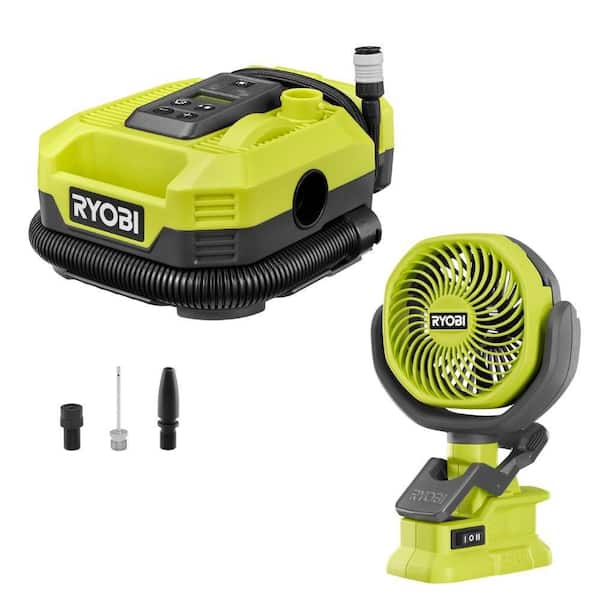ONE+ 18V Cordless Dual Function Inflator/Deflator with ONE+ 18V Cordless 4 in. Clamp Fan (Tools Only)