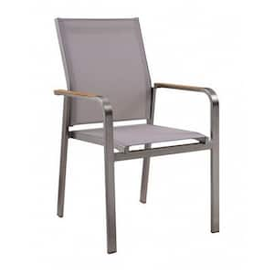 Gray, Champagne and Brown Fabric Metal Frame Dining Armchair (Set of 4)