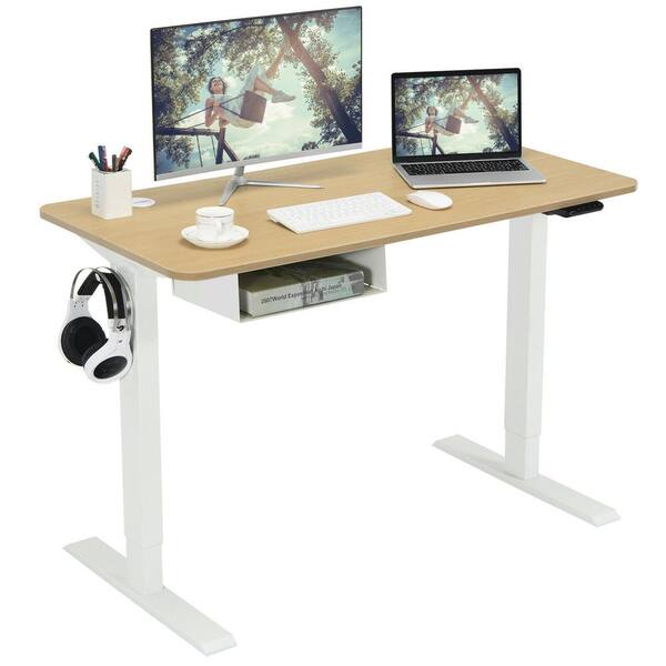 48 Inch Electric Standing Adjustable Desk with Control Panel and USB Port Natural
