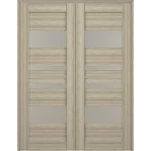 Romi 56 in. x 95.25 in. Both Active 5-Lite Frosted Shambor Wood Composite Double Prehung French Door