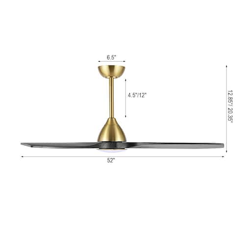 52 in. Black and Gold Smart indoor Ceiling Fan with Remote Control and Light Kit Ceiling Fans With Lights