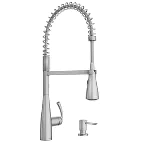 Essie Single-Handle Pre-Rinse Spring Pulldown Sprayer Kitchen Faucet with Power Clean in Spot Resist Stainless