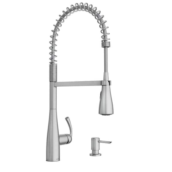 MOEN Essie Single-Handle Pre-Rinse Spring Pulldown Sprayer Kitchen Faucet with Power Clean in Spot Resist Stainless