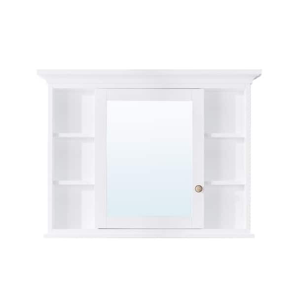 null 40 in. W x 30 in. H Rectangular Solid Wood Frame Bathroom Medicine Cabinet with Mirror