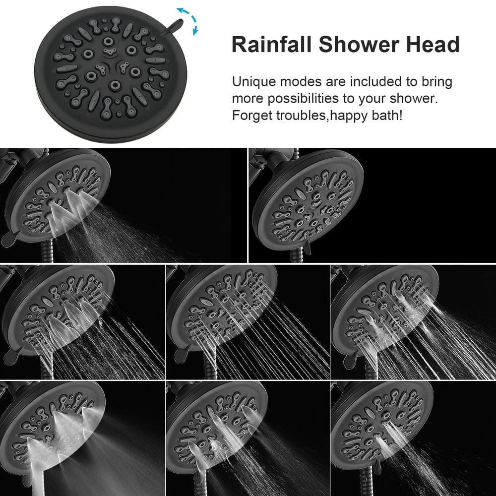 Matte Black Dual Function Rain Shower Faucet Combo Set