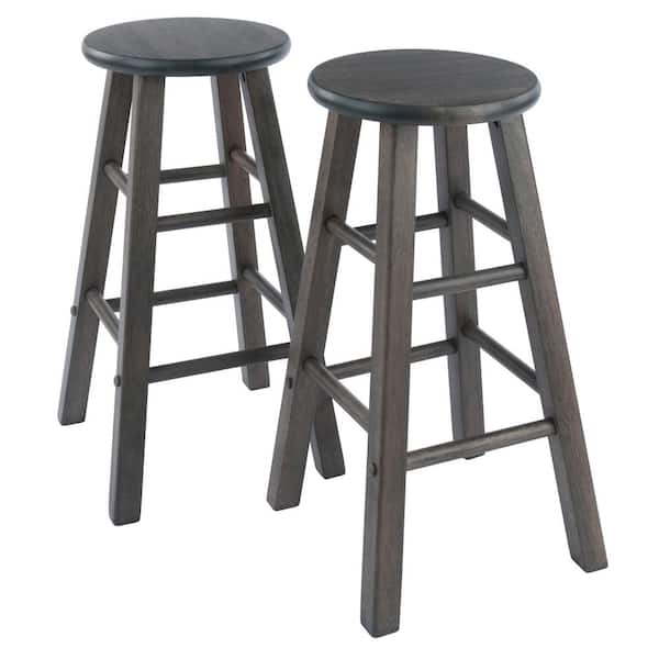 WINSOME WOOD Element 24 in. Oyster Gray Counter Stools 2-Piece Set
