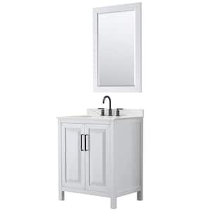 Daria 30 in. W. x 22 in. D x 35.75 in. H Single Bath Vanity in White with Giotto Quartz Top and 24 in.  Mirror