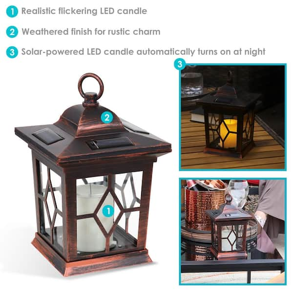 Sunnydaze Yorktown Indoor Battery-Powered LED Candle Lantern - 10-Inch