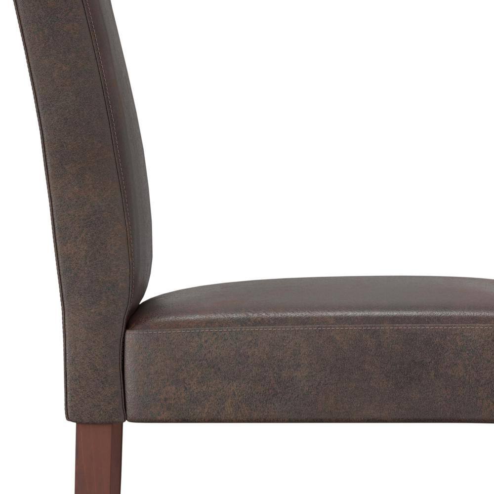 Distressed Brown Faux Leather Parsons Dining Chairs, Set of 2