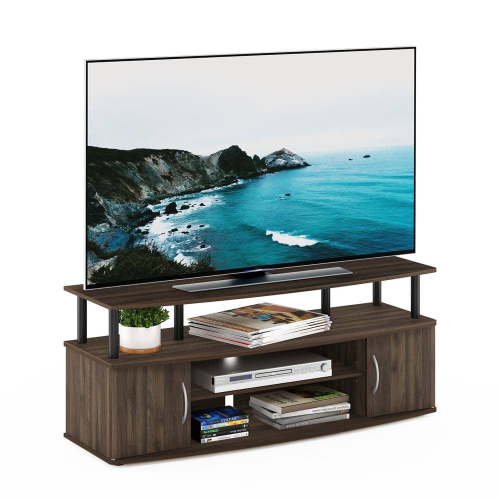 Columbia Walnut and Black Large TV Stand with Storage