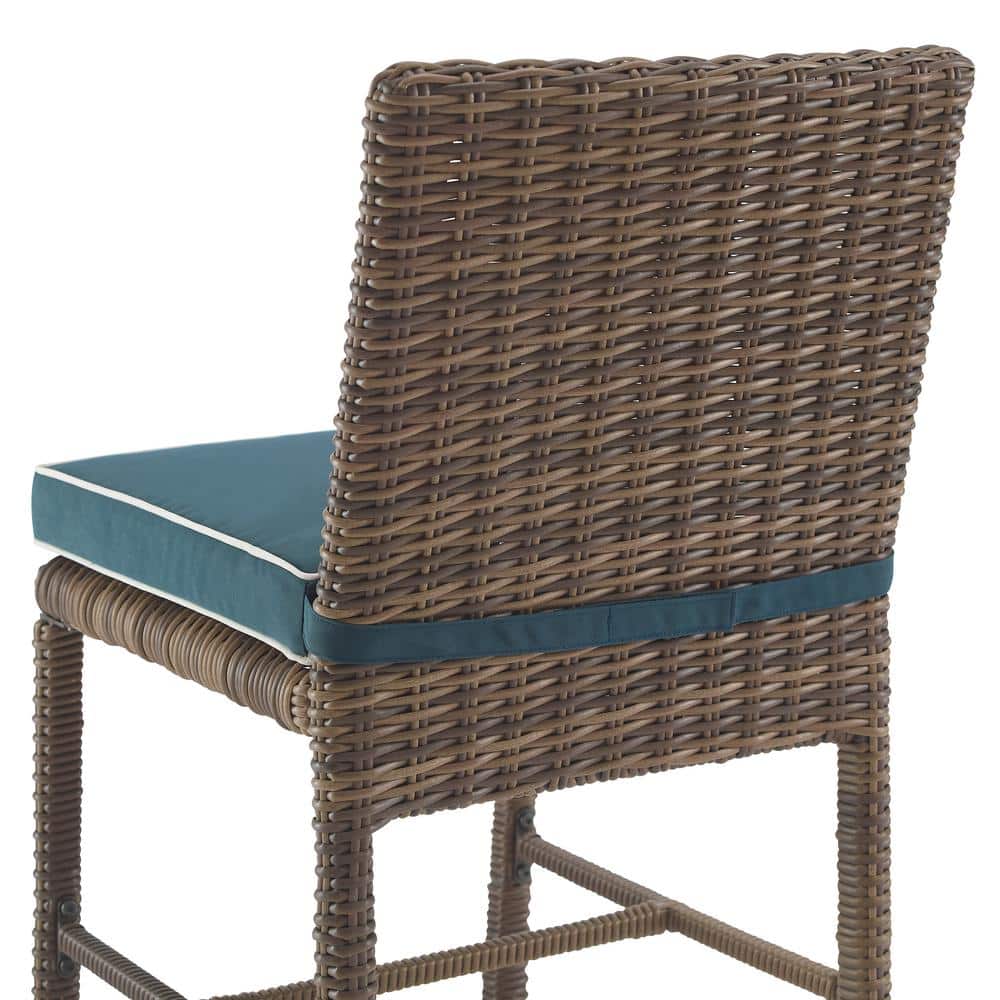 Bradenton Navy Cushioned Wicker Armless Outdoor Dining Chairs, Set of 2