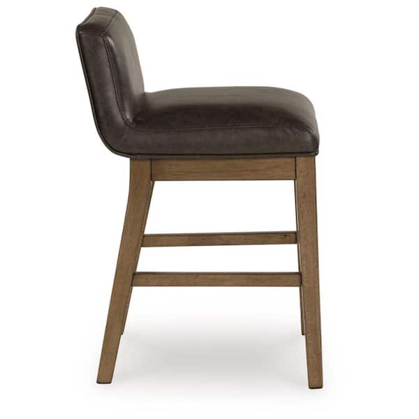 Cabalynn Brown/Black Faux Leather Counter Height Bar Stool