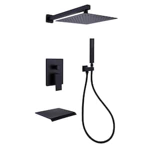 Double Handles 3-Spray Shower Faucet 4.4 GPM with Tub faucet and Hand Shower Faucet Pressure Balance in. Matte Black
