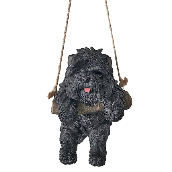 Black  Poodle Dog Fairy Garden Puppy Miniature Resin Statue Figurine Decor 
