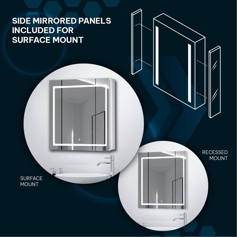 Royale Plus 36" Brushed Aluminum LED Medicine Cabinet with Defogger