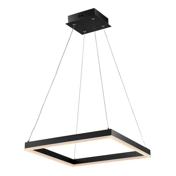 JONATHAN Y Nero 15.75 in. Square Contemporary Modern Metal Integrated LED Pendant Light, JYL7104A - The Home Depot