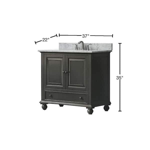 Avanity Thompson 25-in Charcoal Glaze Single Sink Bathroom Vanity with Black Granite Top