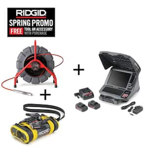 See Snake Mini Inspection Pipe/ Sewer Camera Reel w/ CS12x Digital Monitor Kit and ST-305 5-Watt Line Transmitter Bundle