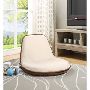 Quickchair Beige/Brown Mesh Folding Floor Chair for Indoor/Outdoor