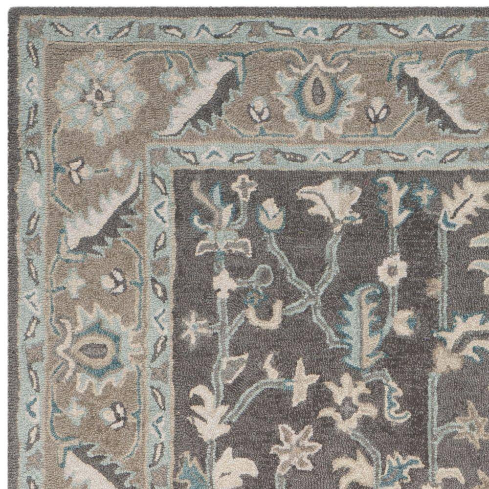 Gray Floral Hand-Tufted Wool 8' x 10' Area Rug