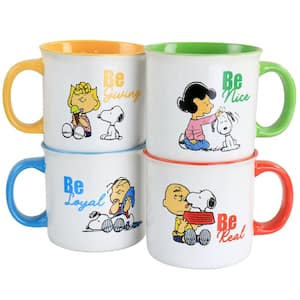 Gentle Reminders Stoneware 4 Piece 21oz Beverage Mug Set in Assorted Colors Designs