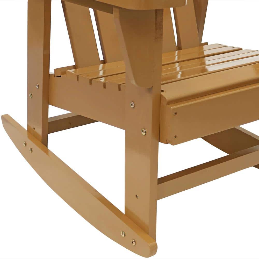 Light Brown Fir Wood Adirondack Rocking Chair with Cedar Finish