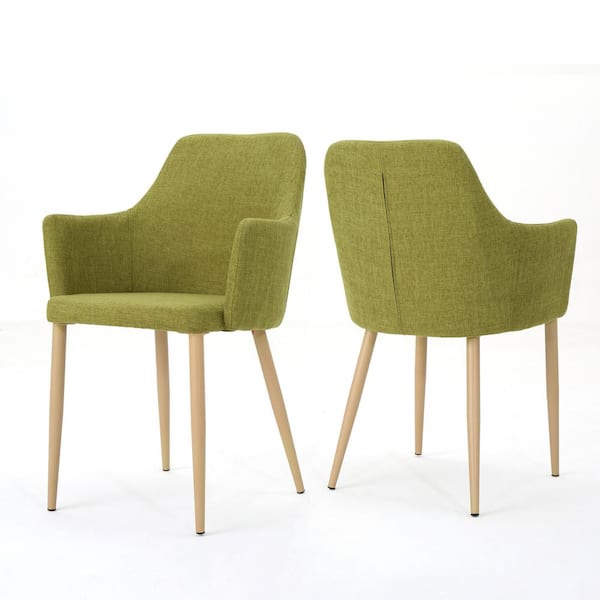 Noble House Zelia Green Upholstered Dining Chairs (Set of 2)