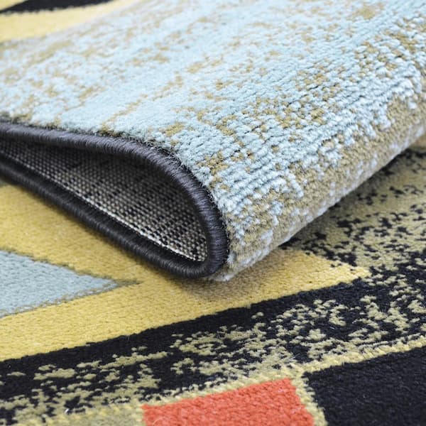 Hearthside Rio Grande Lodge Ebony 5 ft. x 8 ft. Woven Abstract Polypropylene Rectangle Area Rug