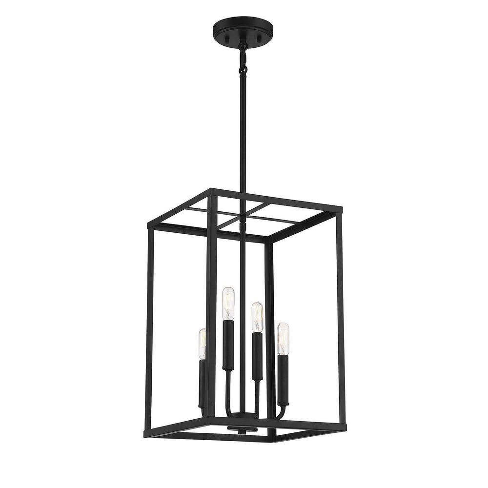 Geometric Matte Black 4-Light LED Compatible Pendant