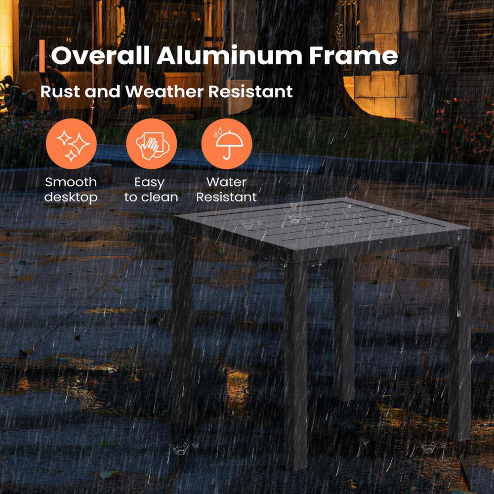 Light Gray Aluminum Outdoor Square Side Table 15.83"