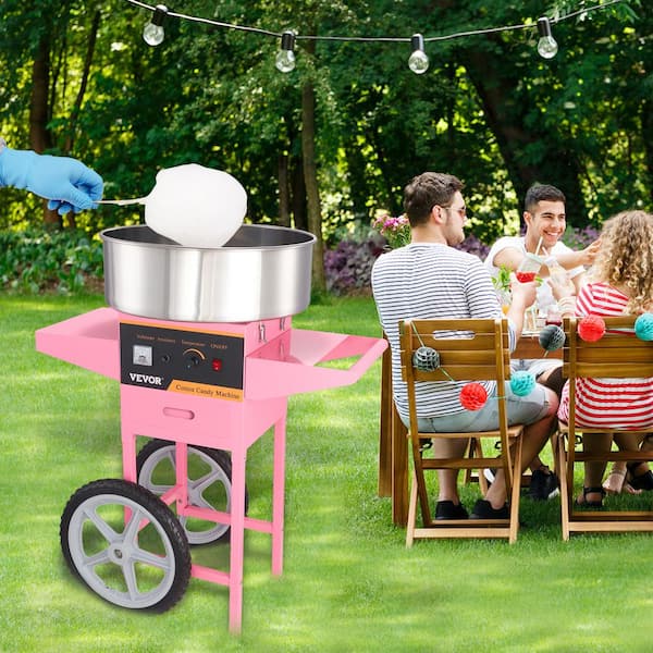 Electric Cotton Candy Machine with Cart 1000 W Commercial Floss Maker with Stainless Steel Bowl