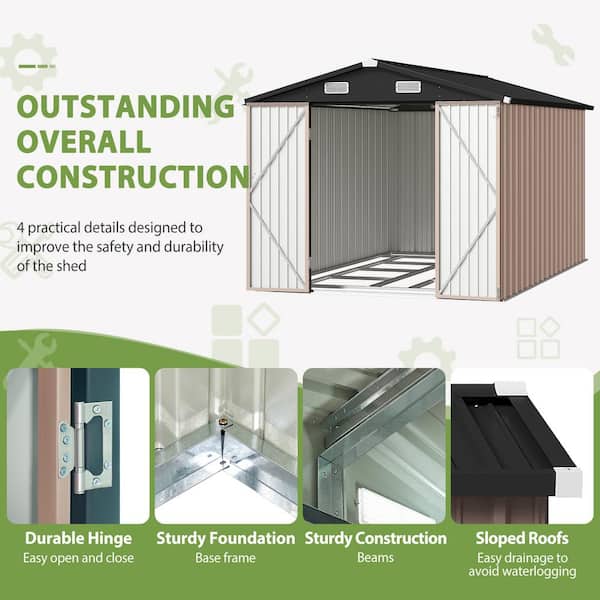 Sizzim 8 ft. W x 12 ft. D Outdoor Storage Metal Shed with Floor