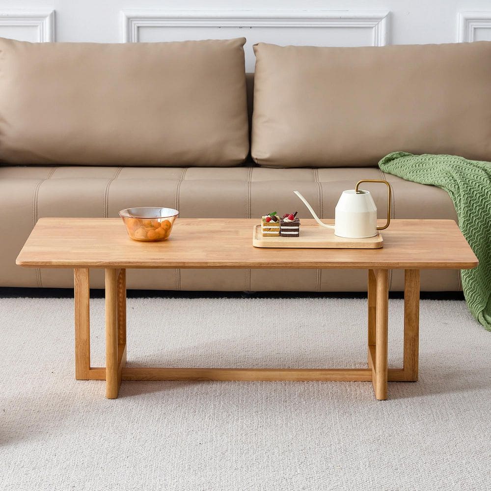 47.24 in. Modern Natural Rectangle Wood Coffee Table