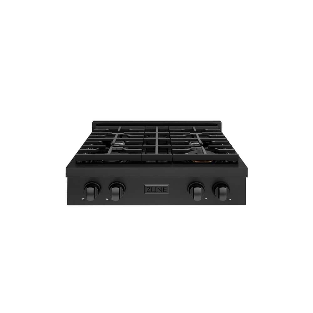 Paramount 30 in. 4-Burner Porcelain Cooktop in Black Stainless Steel